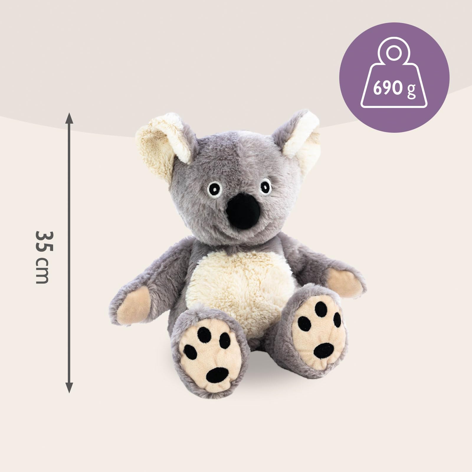 Habibi Cuscino termico di alta qualità per bambini e adulti – 1956 Koala Orso, imbottitura di miglio rimovibile – Peluche termico per riscaldare nel forno a microonde e nel forno, ideale anche per i