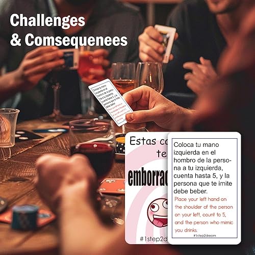 Miniatura 5 de Juego de cartas bilingüe español-inglés Divertidos juegos de fiesta de alcohol para adultos Emocionante juego de mesa para noches y fiestas