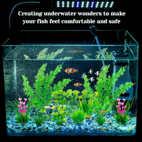 QUOZUO Fish Tank Accessories Green Plants, 10pcs Green Aquarium Decorations, Fish Tank Decor Plastic Plants - Image 5