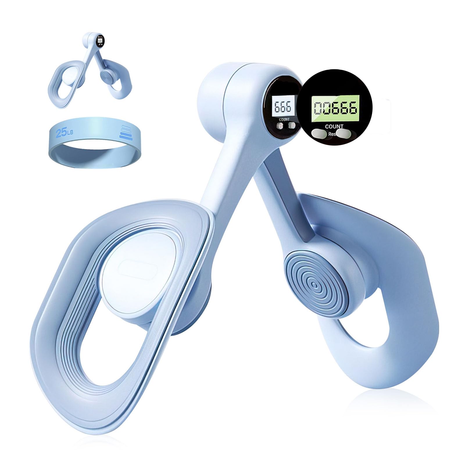 Kegel Pelvic Floor Trainer for Women with Counter , Inner Thigh Muscle Master Exercise Devices, Leg Strengthener Workout Exerciser Equipment for Home Use (Blue)