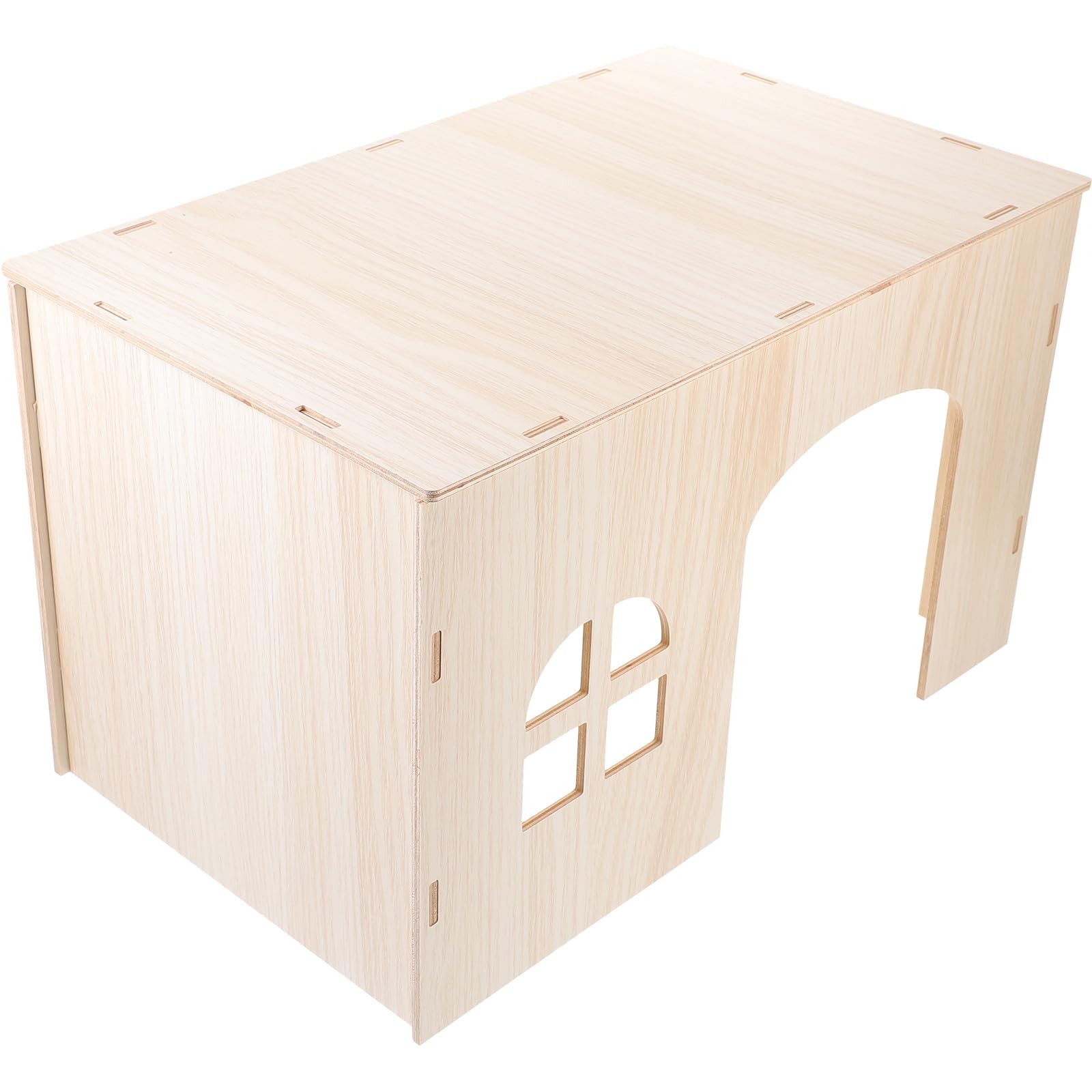 Mikikit Meerschweinchen Versteckhaus aus Naturholz Großes Waldhamster Waldversteck mit Klettermöglichkeit Eichhörnchenhaus für Kleine Haustiere Sicheres Kleintier Spielhaus