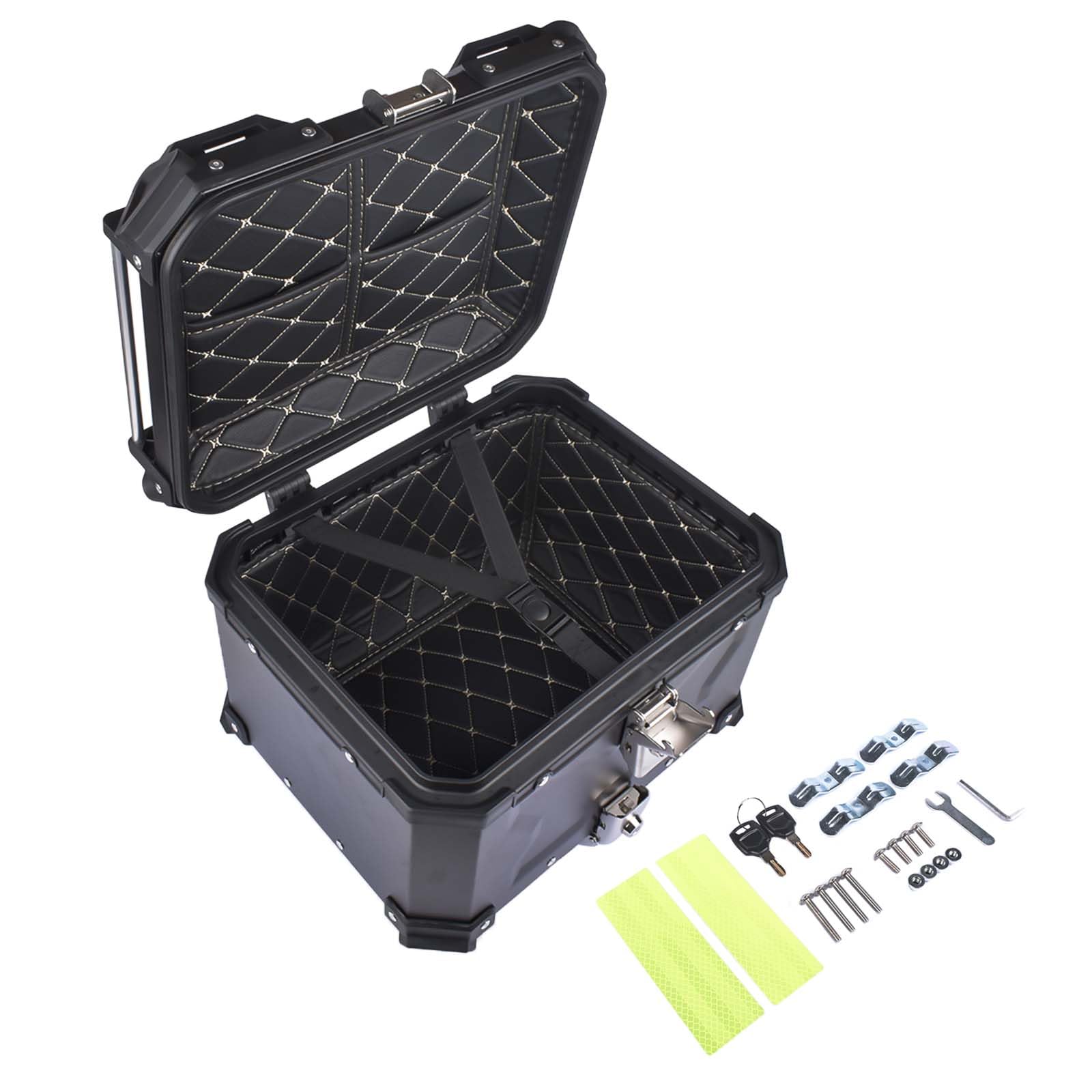 Bisenya 45L Baúl de Impermeable para Moto, Maleta para Almacenamiento de Casco, Caja con Cerradura de Seguridad, Caja Superior de Motocicleta (Negro)