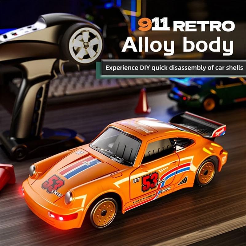 Image of Bestie toys Mini RC Drift Car with Gyro, 1 /43 Scale Remote Control Car High Speed Racing Micro Small with Full Proportional RTR 2.4GHz Remote 2 Tire Sets 8 Cones (Porche 911 Black Special Edition)