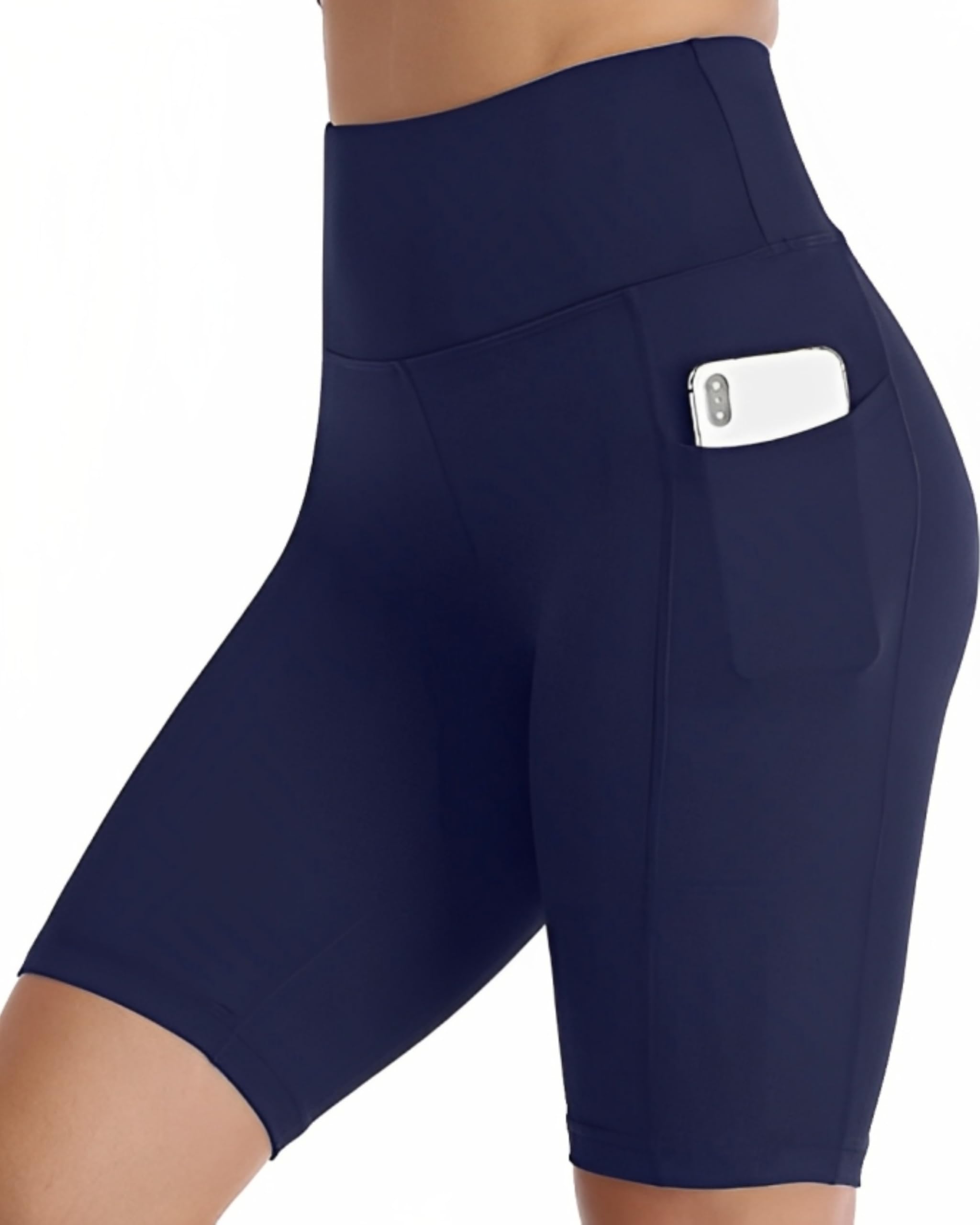 High Waist Yoga Shorts for Women, Polyester Blend, Side Pocket, Running Gymwear Casual-picture-13