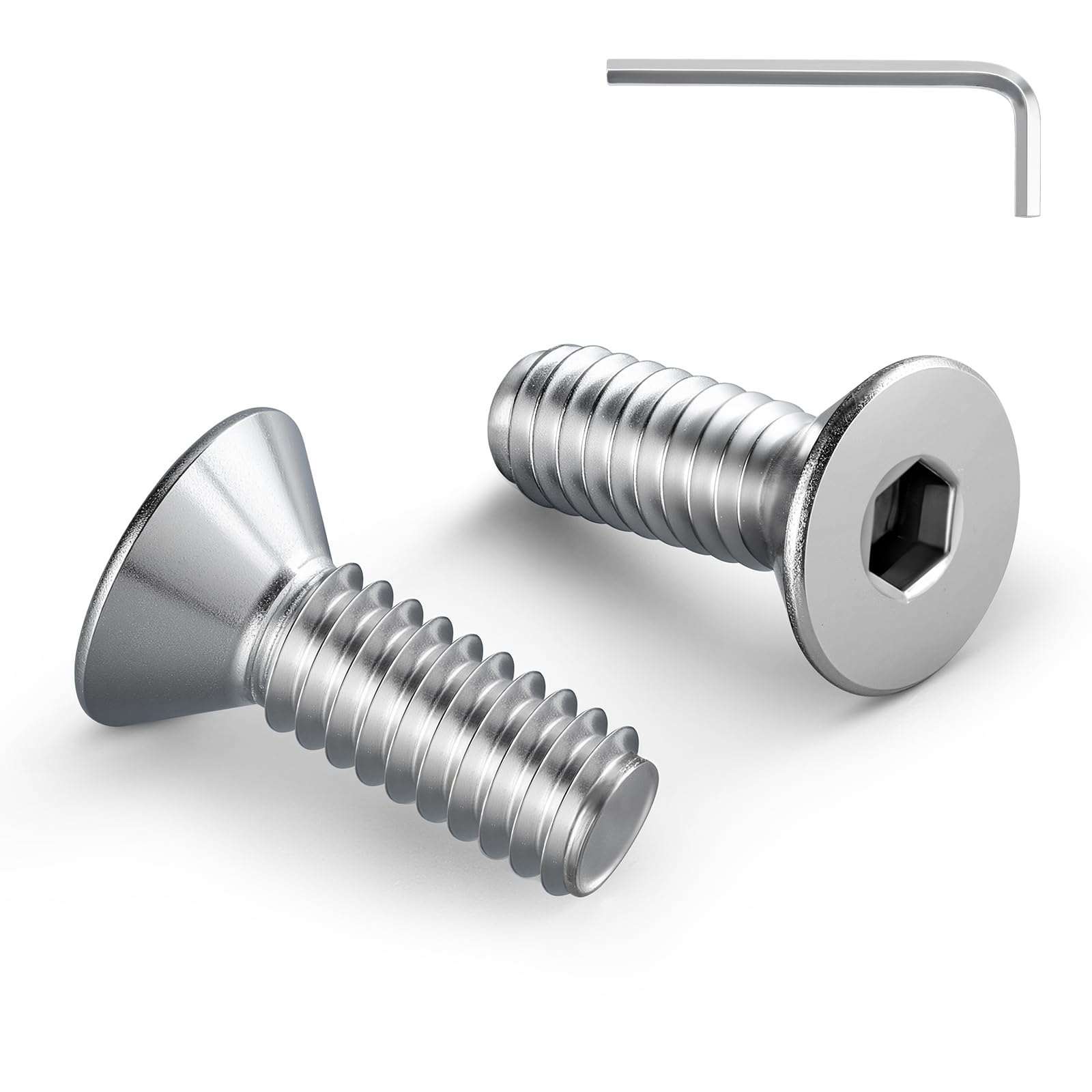 Wavanta 20Pcs M6 Bolts, M6 X 20mm Countersunk Bolts Screws, Flat Head Socket Cap Screws, 304 Stainless Steel, Full Thread