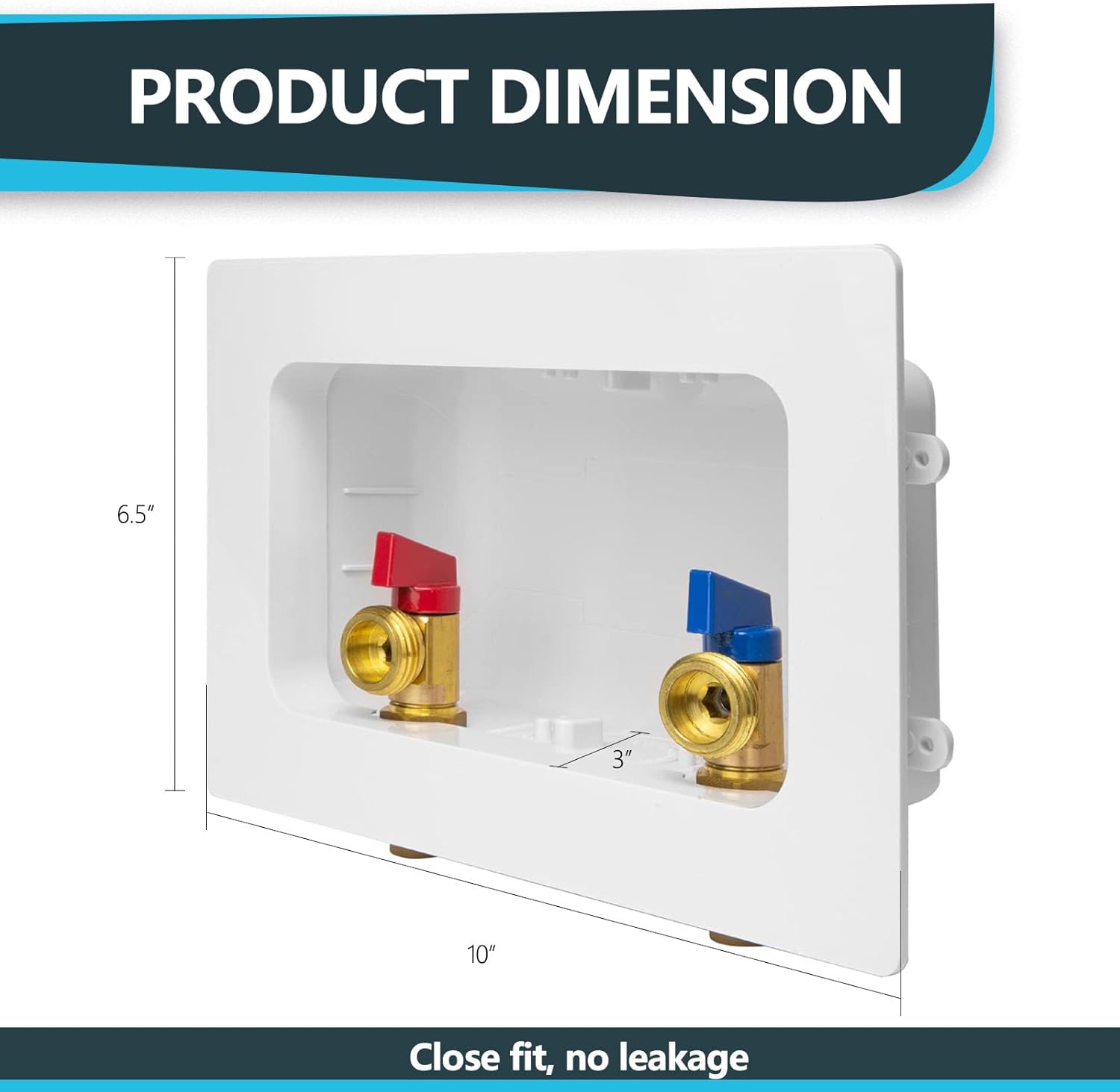 Washing Machine Outlet Box, Center Drain, 1/2 Inch Push-Fit Inlet x 3/4 Inch MHT Outlet Connection, Laundry Washer Valve Outlet Box (Pack of 50)