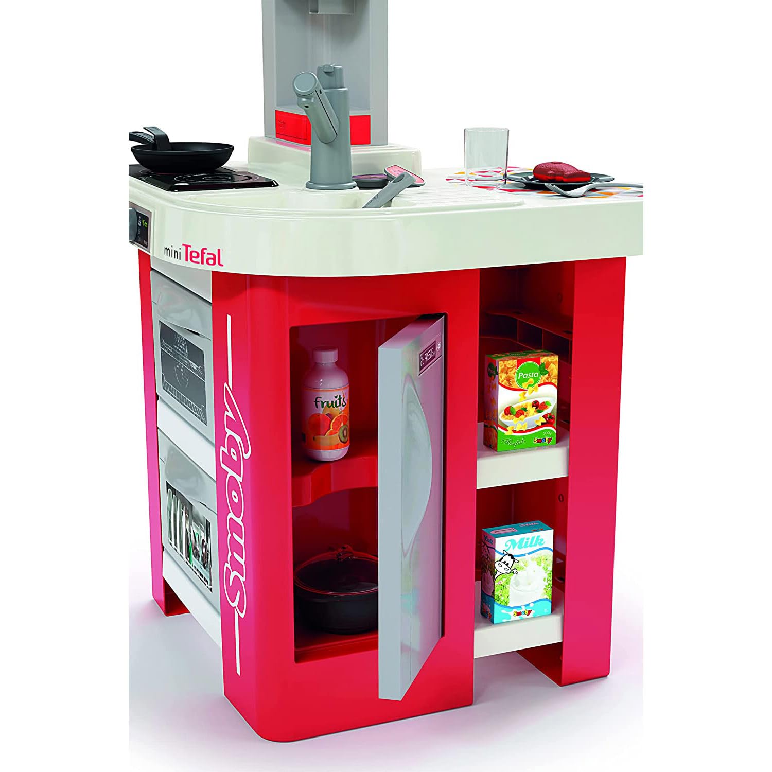Smoby - Kuchnia Studio Bubble Red,7600311055, 3 lata, 26 akcesoriów, efekt wrzenia wody, kolor czerwony, wyprodukowano we Francji