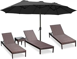 ABCCANOPY 15FT Double-Sided Aluminum Table Patio Umbrella Garden Large Umbrella,Swimming Pool 12+Colors,Dark Gray