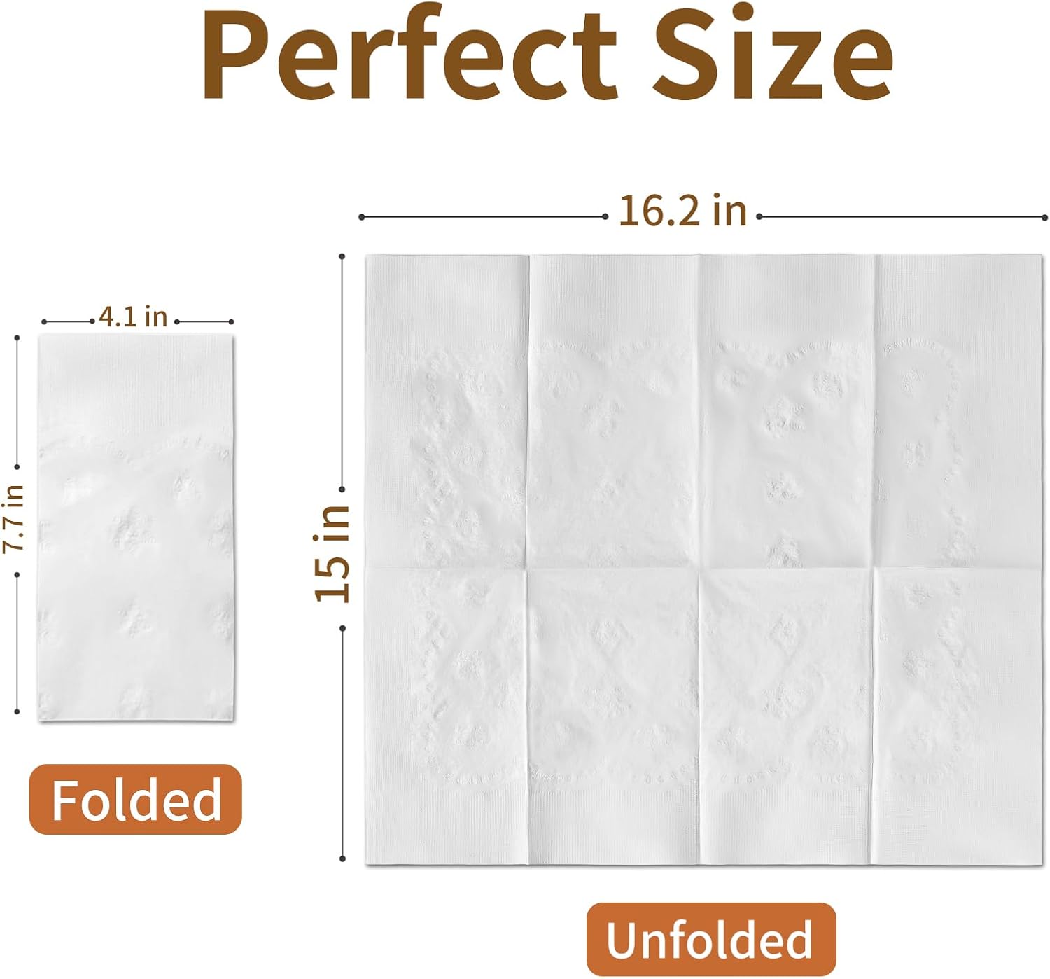 Disposable Napkins, 2-Ply 600 Count Paper Dinner Napkins, White Napkins Bulk for Wedding Party Bathroom and Everyday Use (16.2" X 15")