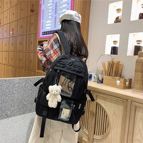 Mochila kawaii para escola, mochila estética, mochila de acessórios fofos, conjunto combo de mochila