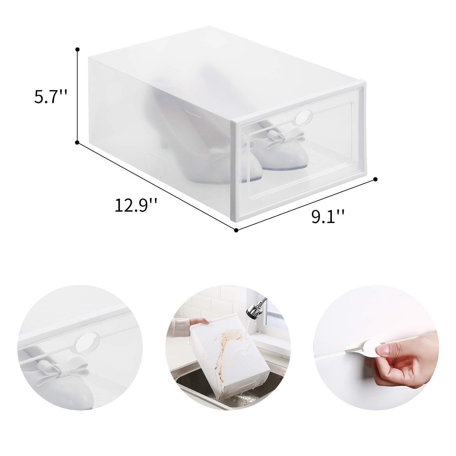 SEE SPRING 12 Pack Shoe Storage Box Shoe Box Clear Plastic Stackable ...