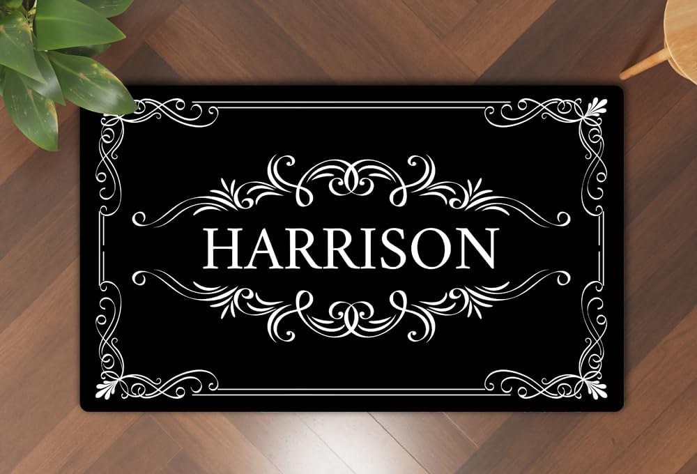 Custom Welcome Doormat - Personalized Text Logo Door Mat - Outdoor Indoor Entrance Floor Porch Rug - Non-Slip Rubber Washable Fabric - 18"x30"