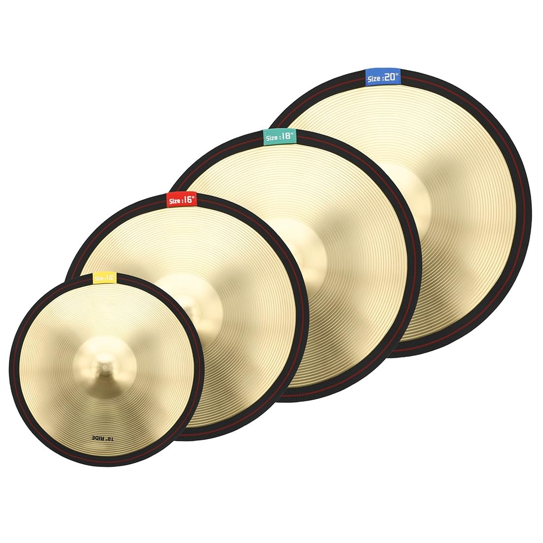 4-Pack Drum Cymbal Mute Set (14"/16"/18"/20"), Noise-Reducing Silencers for Hi-Hat & Cymbals | Home Practice Solution