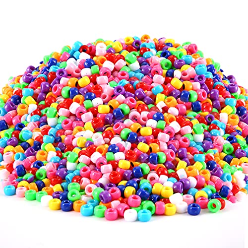 Eppingwin 3000+ pcs Pony Beads, Multi-Colored Bracelet Beads, Beads for Hair Braids, Beads for Crafts, Plastic Beads, Hair Beads for Braids (Large Pack, Classic)…