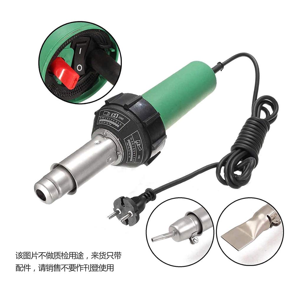 Kit torcia per saldatore in plastica ad aria calda da 1500 W con elemento riscaldante di ricambio - Include triangolo con punta piatta da 6 mm e ugelli veloci rotondi e rullo in