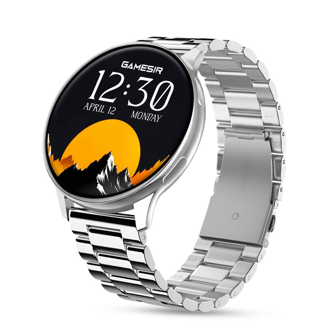 GameSir Active 2 Smart Watch AMOLED Display 1.3" Screen, 360 * 360 Resolution, IP68 Waterproof with Multiple Watch Faces Bluetooth Calling Metal Chain Round Dial Smartwatch for Men & Women (Grey)