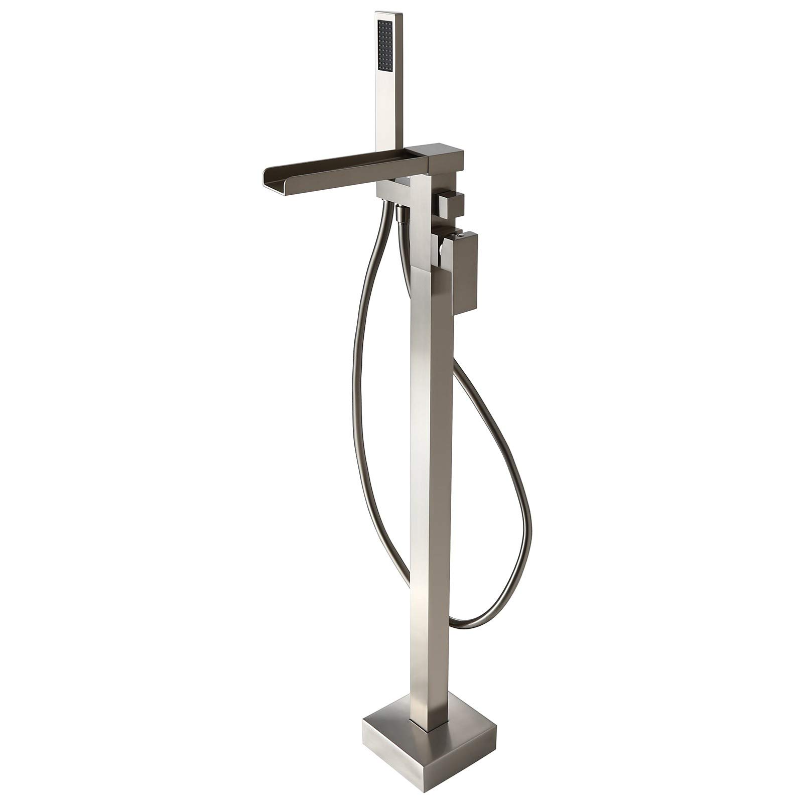 HomaryFreestanding Tub Filler Waterfall Spout Floor Mount Bathtub Faucet Shower Faucet with Handheld Sprayer, Solid Brass cUPC Certified