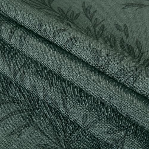 Image of TWOPAGES Pinch Pleat Leaf Print Cafe Curtains, Denim, 26W x 24L