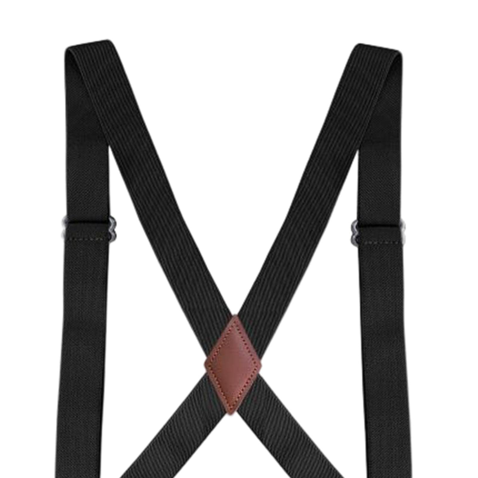 Tirantes elásticos en forma de X para hombre y mujer, con gancho ajustable, color negro