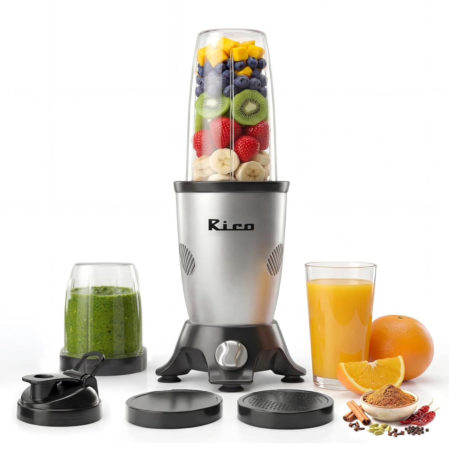 Rico Nutri Fresh - Blender & Mixer Grinder with Unbreakable Jars | Powerful 500W Motor | Smoothie Maker for Shakes, Juices & Masala Grinding | Portable & Easy to Clean | 1 Year Replacement Warranty-image-7