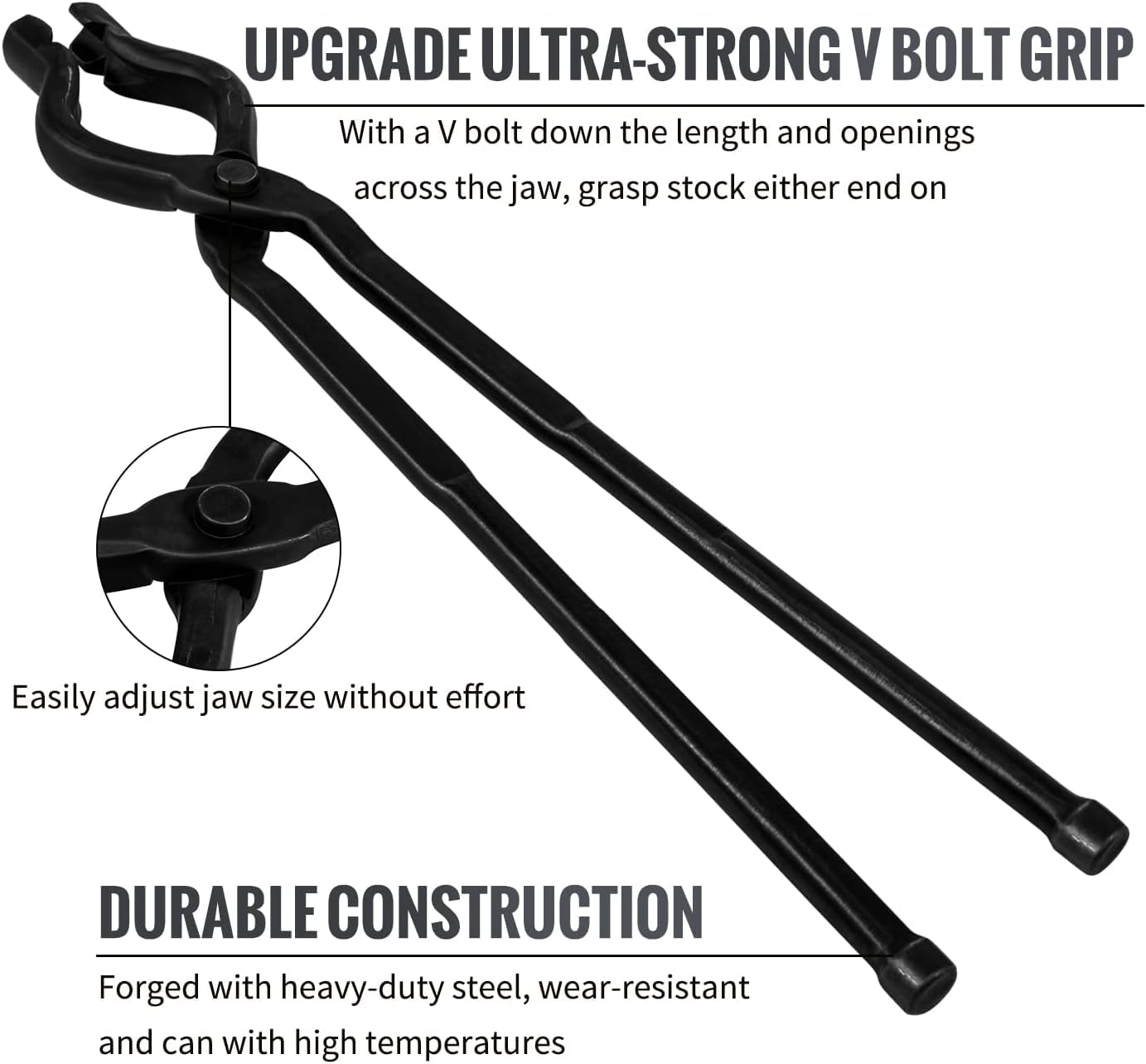 Schmiedezange 17 Zoll V-Bit - Profi Zange Für Messerschmiede Und Klingenarbeit