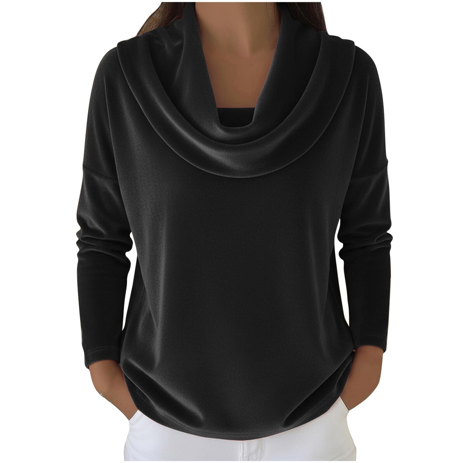 Cozy Sweaters for Women 2025 Knitted Casual Loose Pullover Fashion Cowl Neck Long Sleeve Fall Winter Clothes Trendy