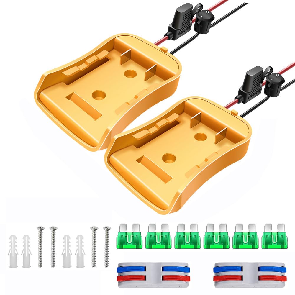 2 Packs Power Wheel Adapter for Dewalt 20V Battery Adapter Power Wheels Battery Converter Kit with Fuses & Wire Terminals, 14AWG Wire, Power Connector for DIY Rc Car, Rc Truck and Robotics