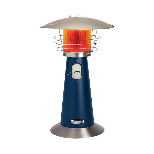 Cuisinart Portable Tabletop Patio Heater, 11,000 BTU Outdoor Propane Heater with Safety Tilt Switch and Adjustable Heat, Burner Screen Guard, 30 sq. Foot Heat Range, Navy