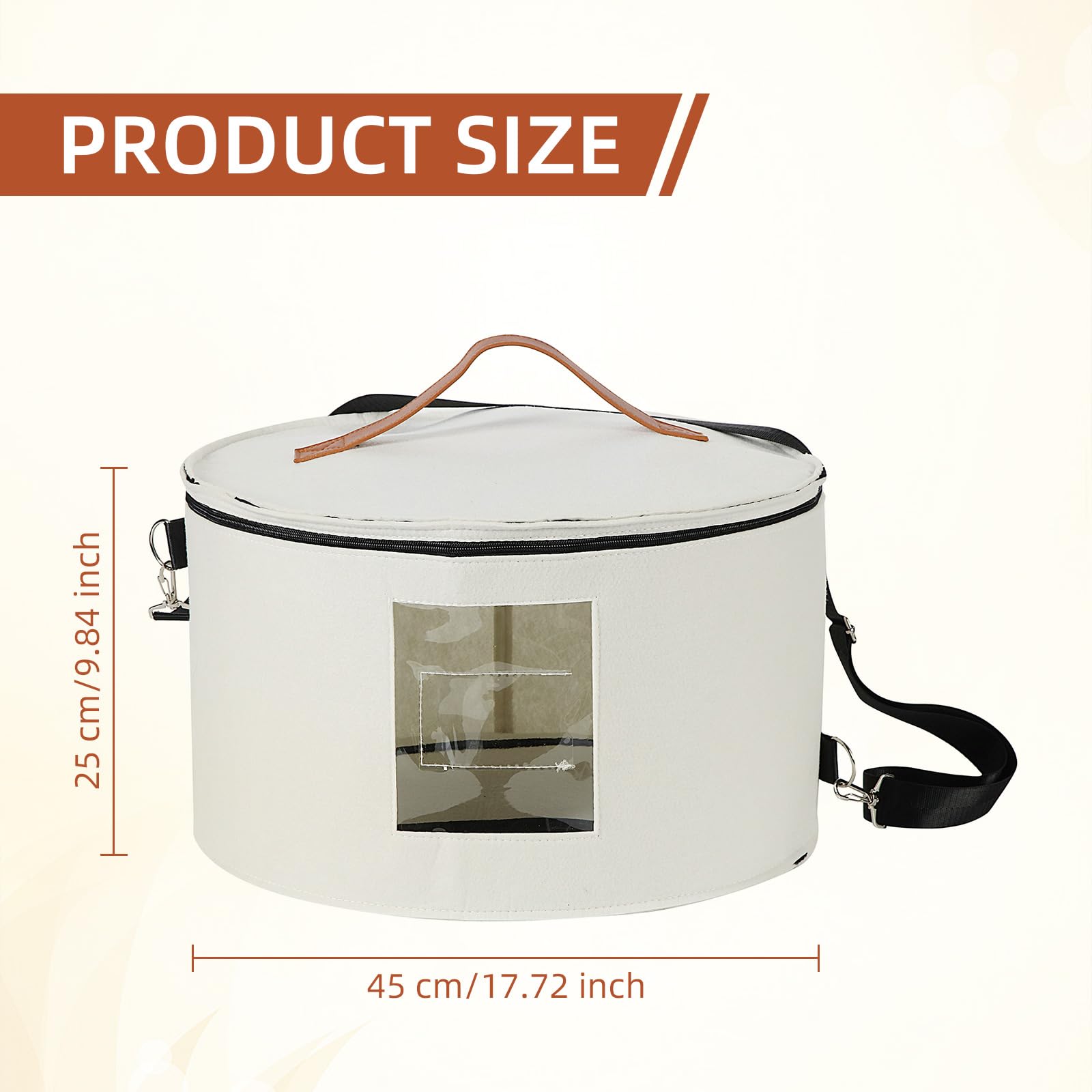 Boîte de rangement ronde pliable pour chapeau de voyage pour homme et femme - 45,7 x 25,4 cm - Blanc