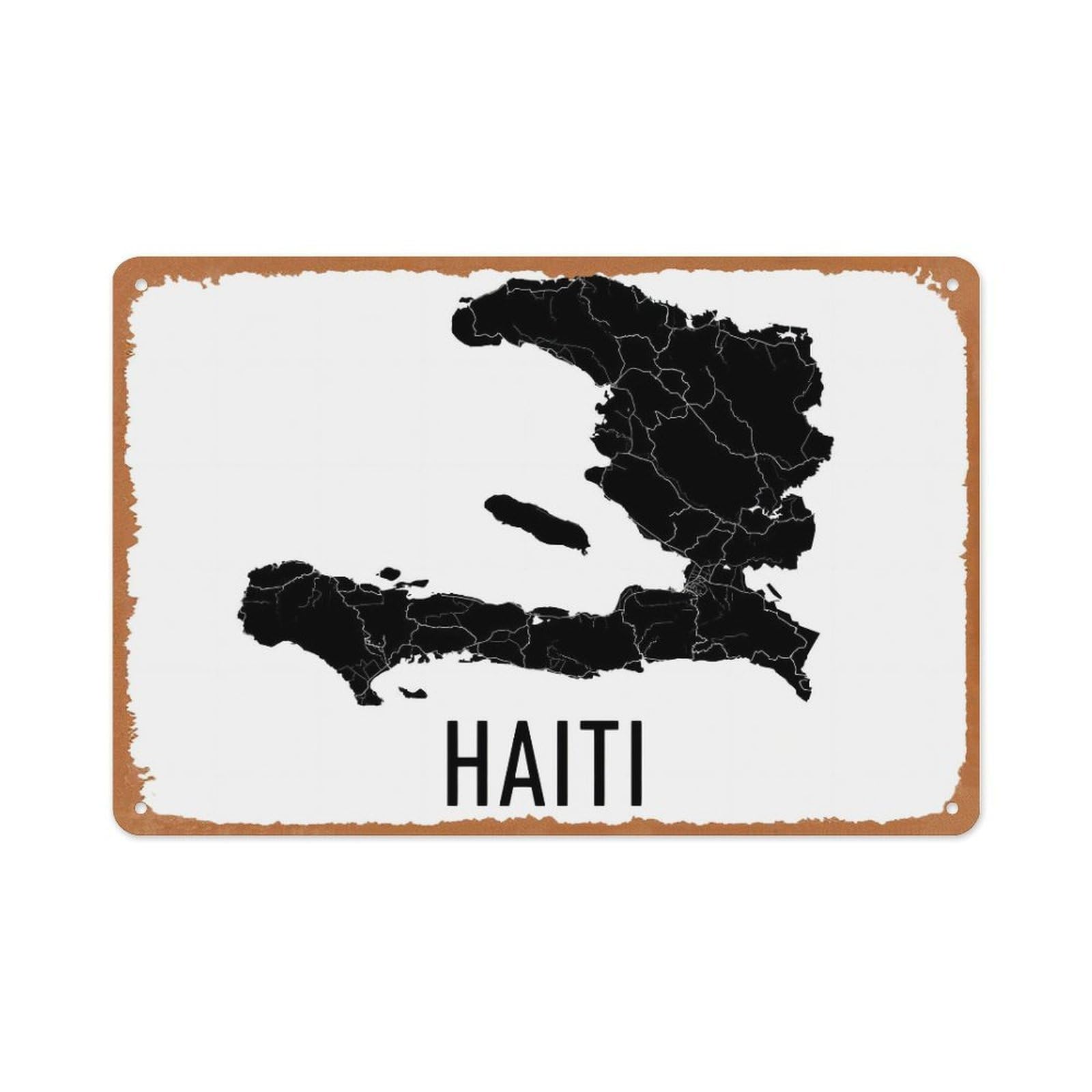 peiyeety Metal Tin Sign Vintage Haiti Map,Map Of Haiti Art - Poster Wall Art Decor Gift Metal Sign 8x12 Inch