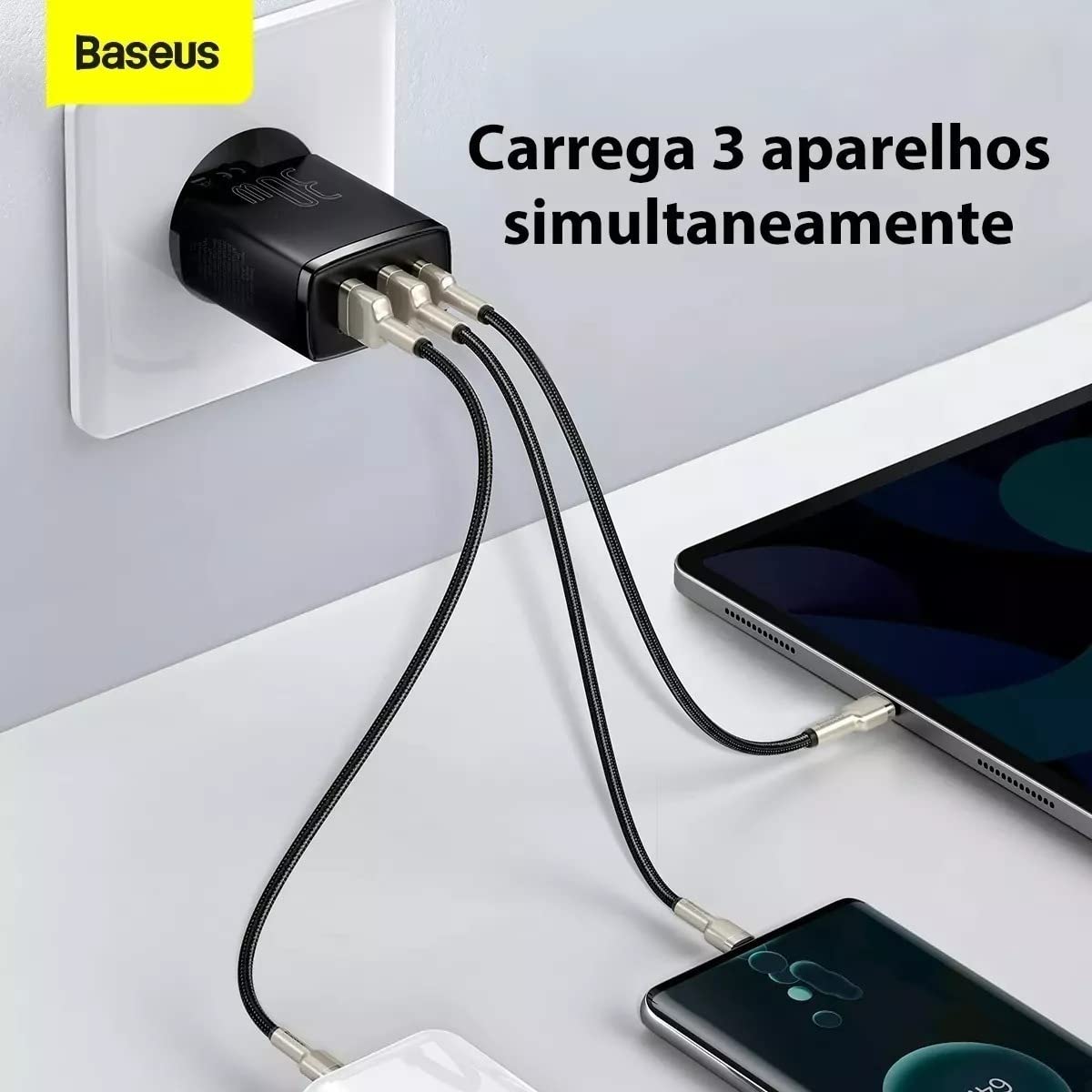 Carregador de Parede Baseus Compact Quick Charger 2U+C 30W (Preto