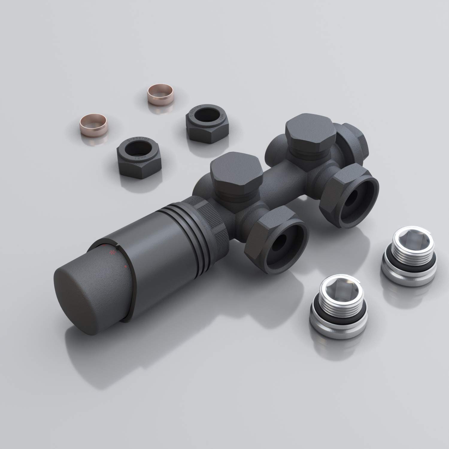 SONNI Multiblock mit Thermotstat Eck- und Durchgangsausführung Anthrazit 50mm