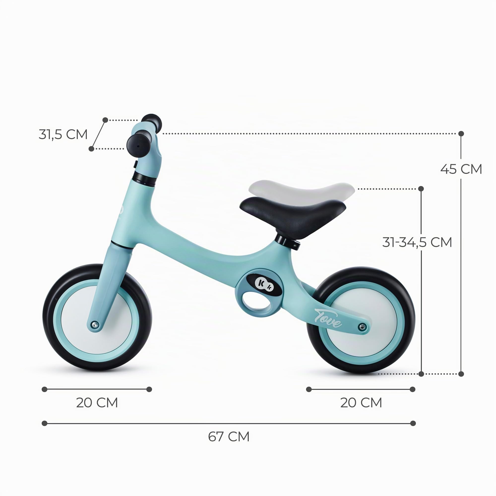 kk Kinderkraft TOVE Bicicletta bambini da 1,5 anni, Bici senza pedali, Design sportivo, Regolazione della sella, Bloccasterzo, Montaggio facile, Struttura leggera - 2 kg, Verde