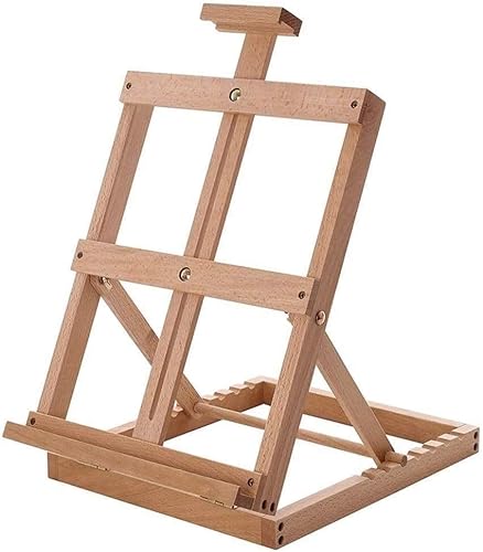 Miniatura 2 de KINGART 705N Caballete de mesa con marco en H para artistas, con capacidad para lienzo de hasta 23 pulgadas, madera maciza, portátil y ajustable,