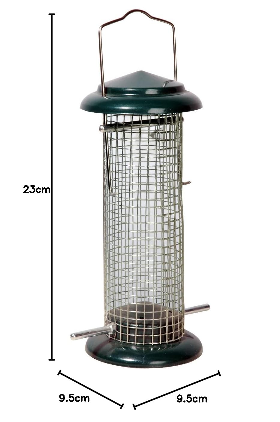 dobar® Kompaktowa Kolumna Karmowa dla Ptaków z Drążkami - Dozownik Karmy na Orzechy, Metalowy Podajnik w Ogrodzie/na Tarasie/Balkonie - Ø 9,5 x