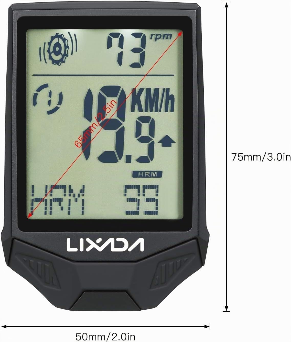 Cardiofrequenzimetro Cadenza, Computer Wireless da Ciclismo con sensore di frequenza cardiaca Ciclocomputer Multifunzionale Antipioggia con retroilluminazione LCD(White)