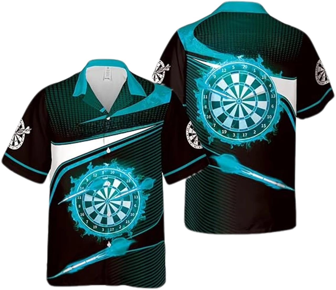 famesale Funny Dart Button Down Shirt Women's Men's Dartboard 3D Printed Hawaiian Shirt Lapel Collar Beach Holiday Bowling Shirt