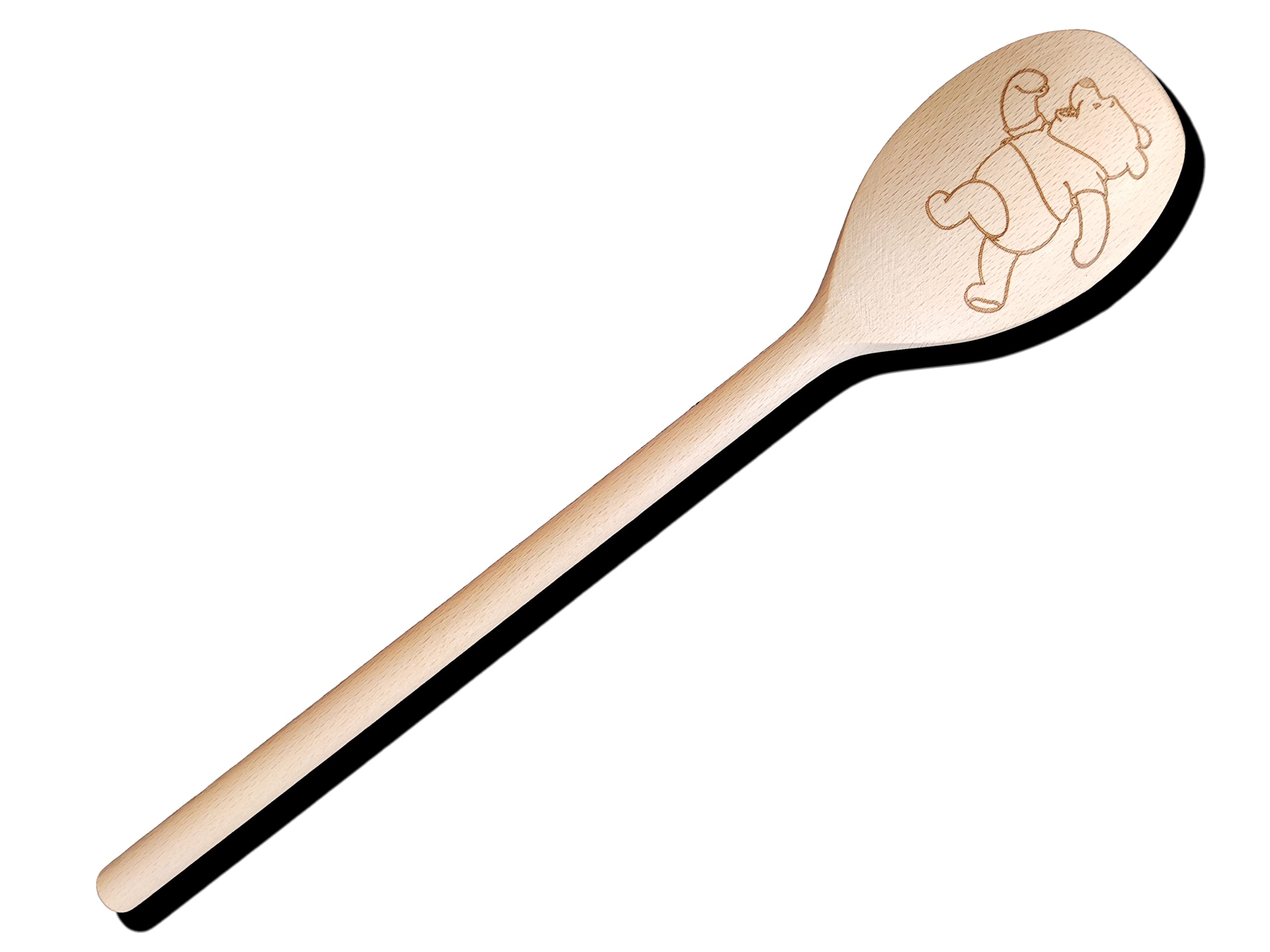 Famous Bear Inspired Wooden Baking Spoon Wood Cooking Baker Present Gift Fan (Winnie The Pooh), Wood Color - Image 2