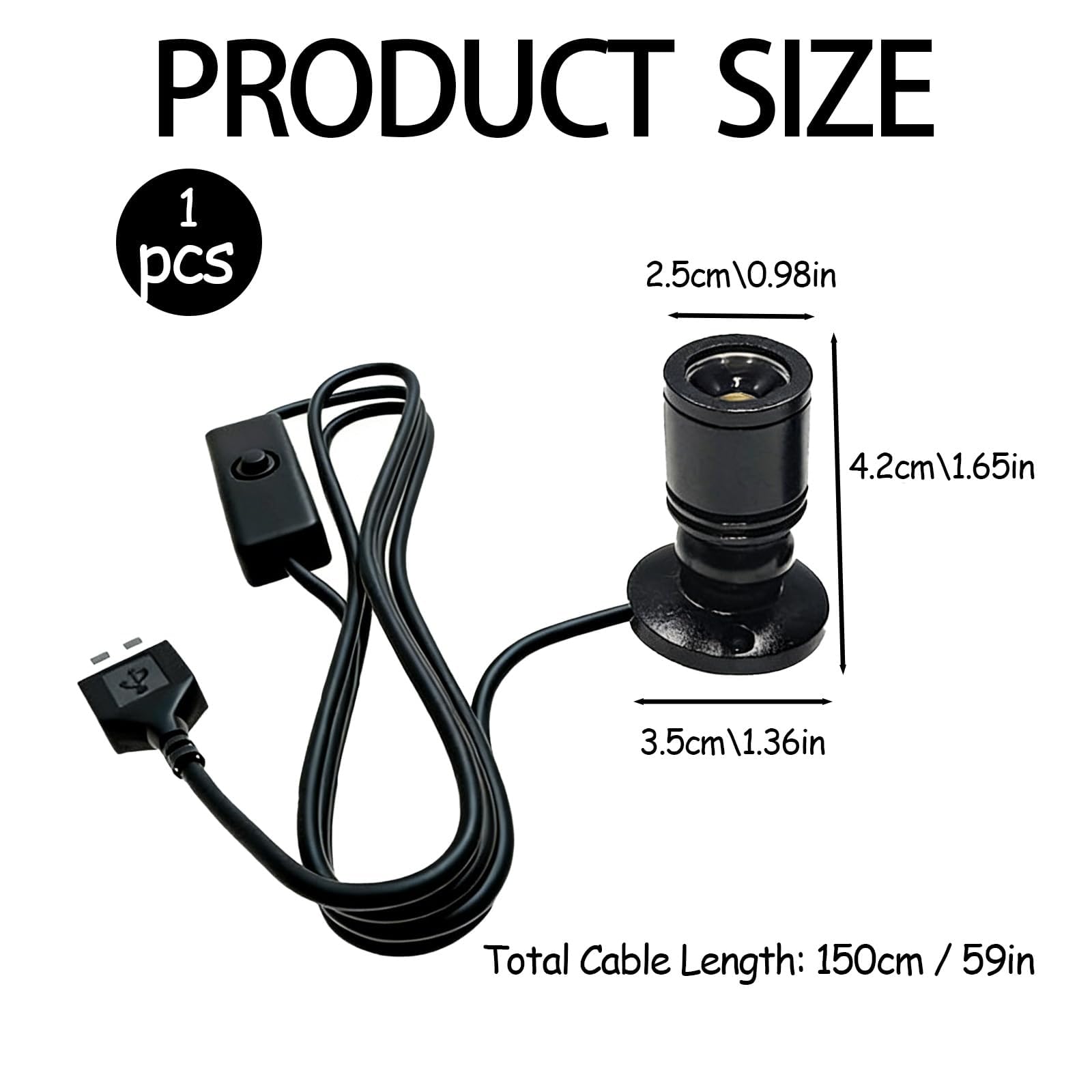 Mini Focos LED USB Regulables - 5V y Alta Iluminación con Cable de 2 Metros - Luz Blanca 6000K para Vitrinas, Gabinetes de Joyería, Porche y Decoración Interior - Diseño Moderno y Fácil Instalación
