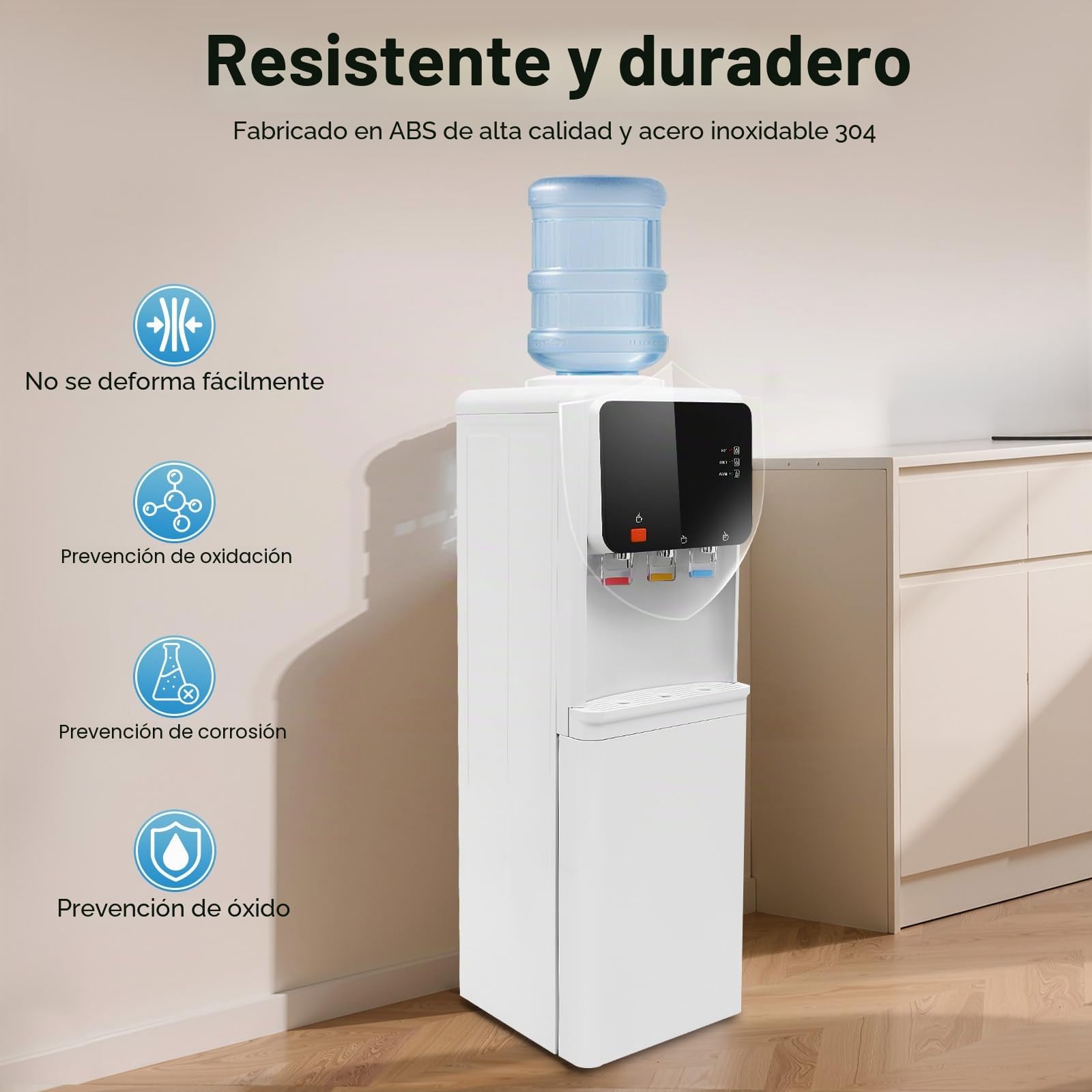 ‎Dispensador de agua eléctrico de pie, caliente y frío, doble función, máquina de beber de pie, dispensador de agua caliente y fría con 500 W de potencia de calentamiento y 75 W de potencia