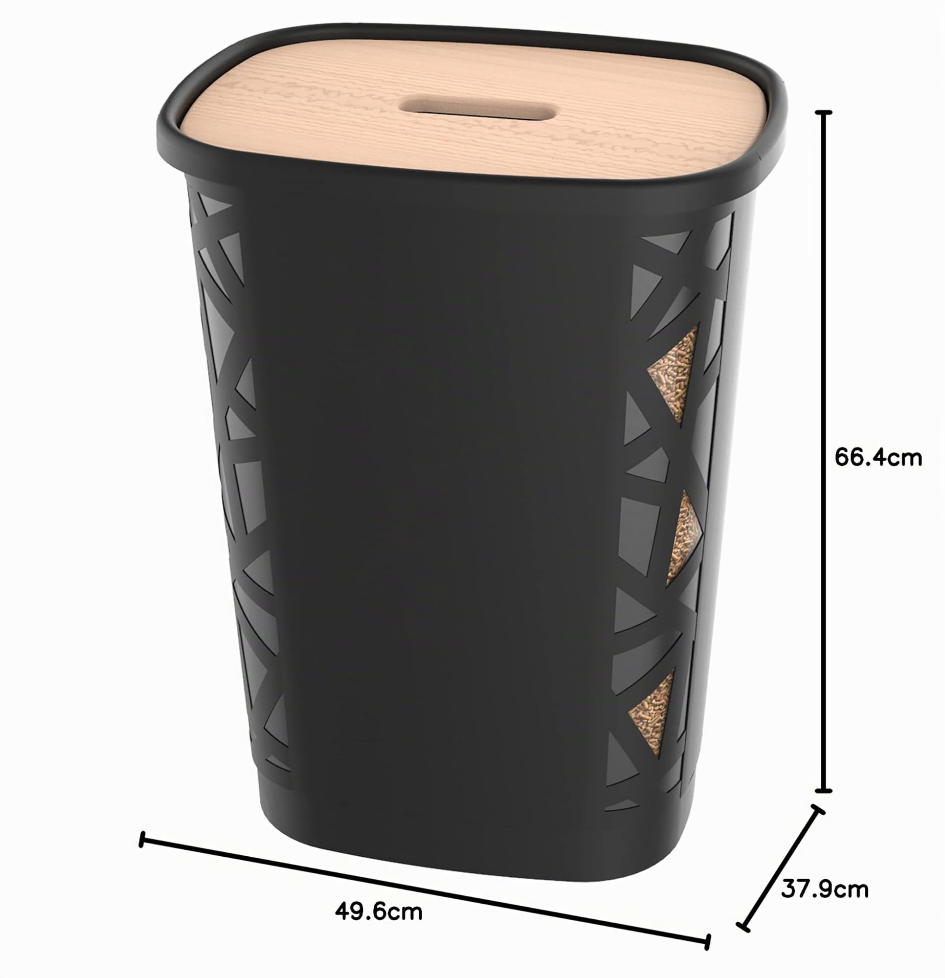 EDA – Baúl para pellets Jura Montania XL con ruedas 70 L – para 45 kg de Pellets – Negro, 010482 NO, 49,6 x 37,9 x 66,4 cm