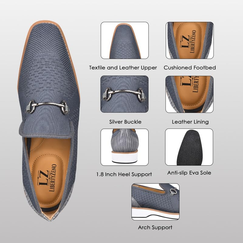 Image of LIBERTYZENO Mens Tuxedo Canvas Textile and Suede Leather Noble Loafers and Slip On Wedding Party Shoes for Easter Gift