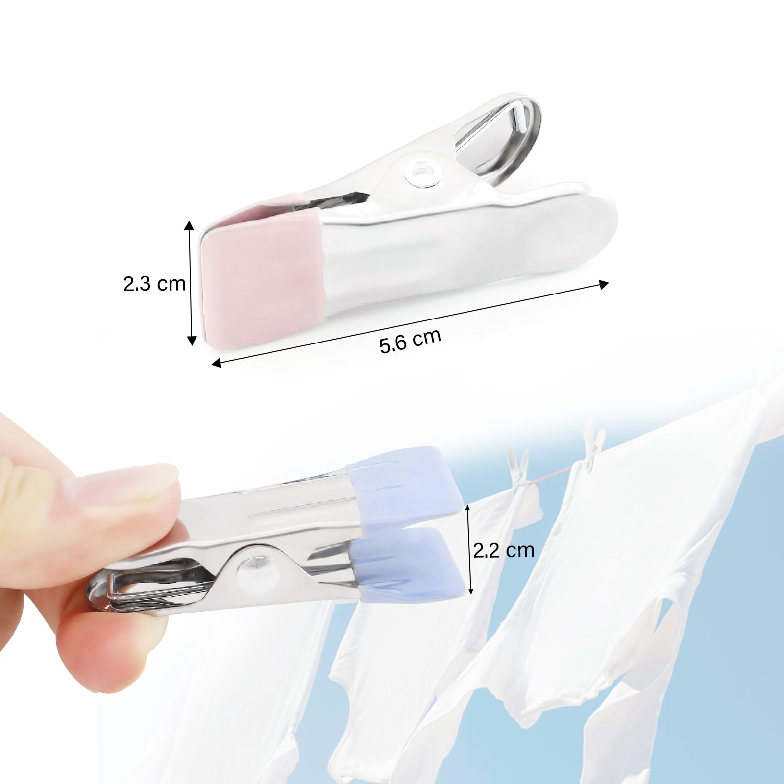 Set di 30 mollette in acciaio inox per calze, asciugamani