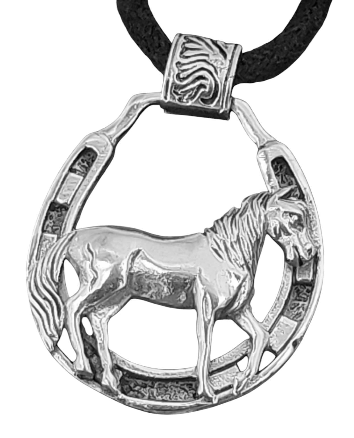 Kiss of Leather Anhänger Pferd aus 925 Sterling Silber mit Baumwollband Si. 413