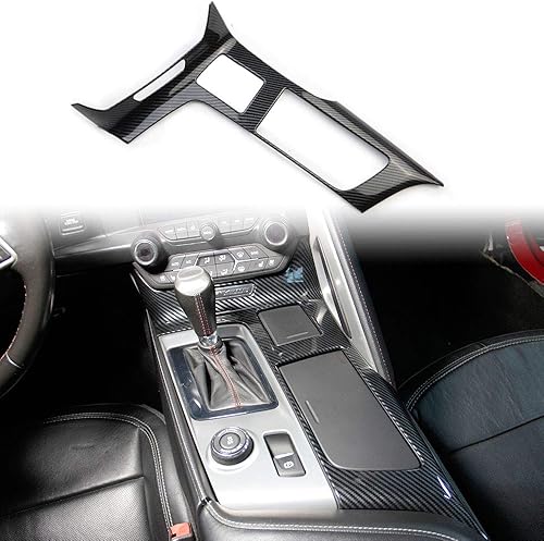 Panel de engranajes de control de aspecto de fibra de carbono, cubierta protectora, molduras accesorios para Chevrolet Corvette C7 2014, 2015, 2016,