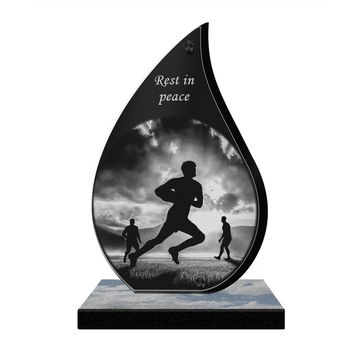 ETERNEL - Personalized Memorial Plaque Glow - Rugby, Rugby Player, Athlete - Customizable text, laser-engraved memorial plaque for tribute, funeral plaque, cemetery, funerals, burial