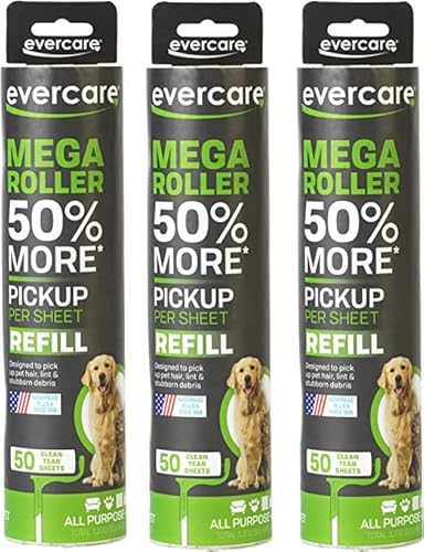 Evercare Pack Of 3 All-Purpose Pet Mega Oversized Lint Roller Refills, 50 Count (Pack Of 3) #TOP2
