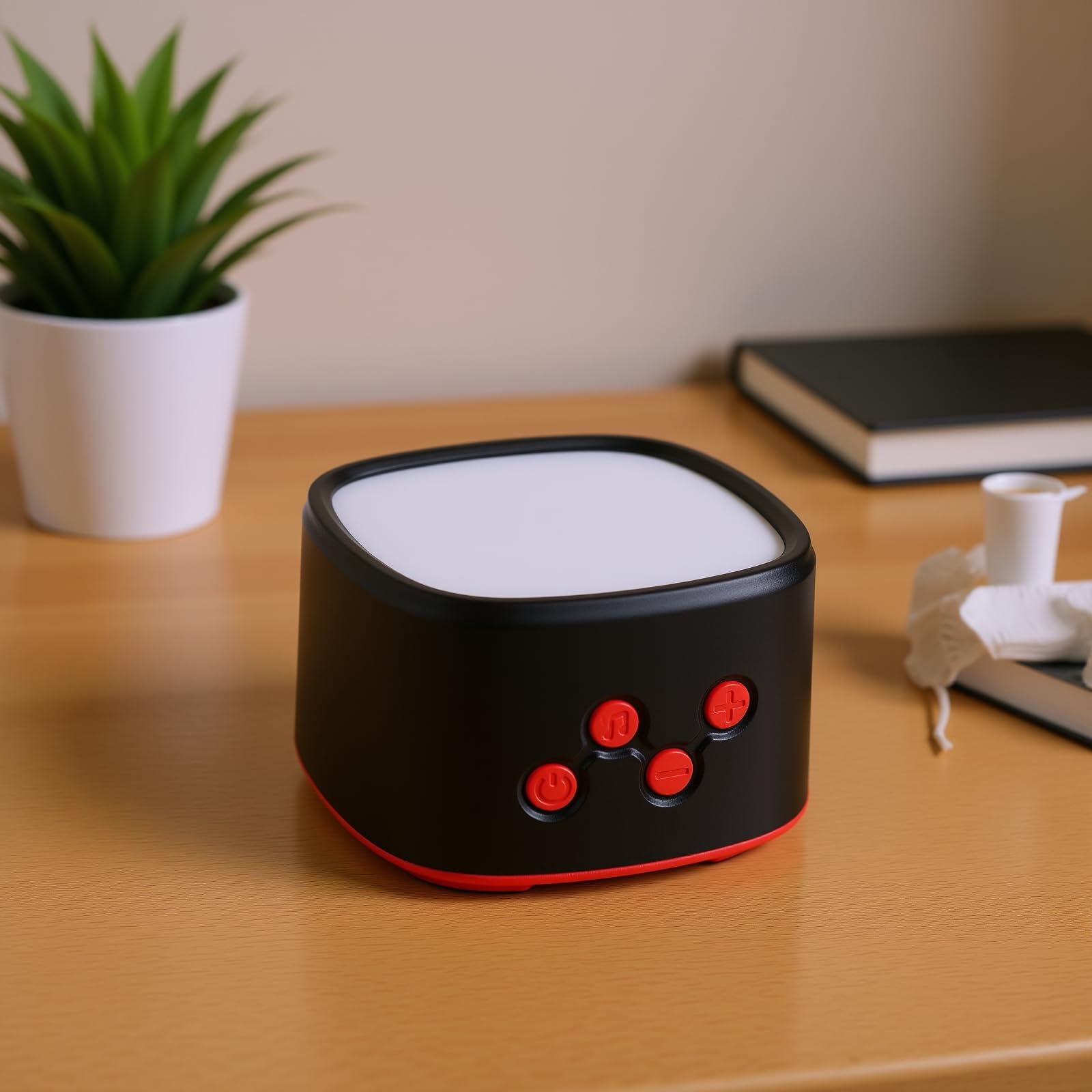 BRRNOO Macchina per Dormire con Rumore Bianco e Luce Rossa, luminosità e Volume Regolabili con 8 Suoni della, per Camera Letto, Casa, Ufficio, Meditazione, Relax (BLACK)