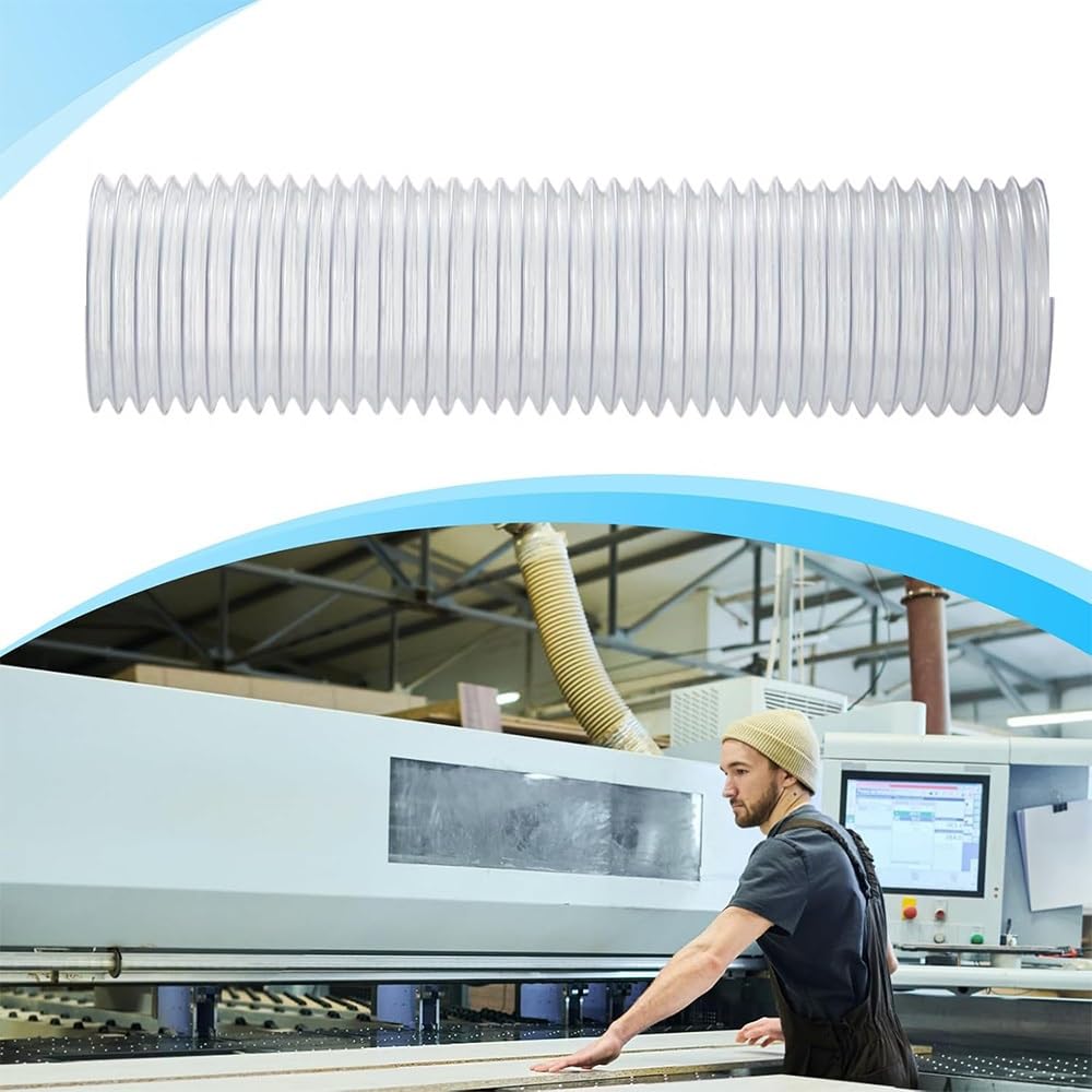 Tubo flessibile in PVC per raccolta della polvere per tubi fumi da 5,1 cm e 25,4 cm, lunghezza da 1 m a 9 m, ideale per uso industriale in officina e sistemi di filtrazione dell'aria