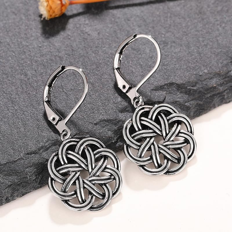 Celtic Earrings for Women Silver Leverback Filigree Earrings Trendy Celtic Knot Earrings Flower of Life Teardrop Earrings Lightweight Heart Knot Dangle Earrings Vintage Trendy Jewelry - Image 5